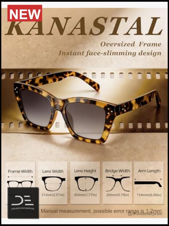 Oversized Square Cat Eye Polarized Sunglasses UV400 Protection main image 5